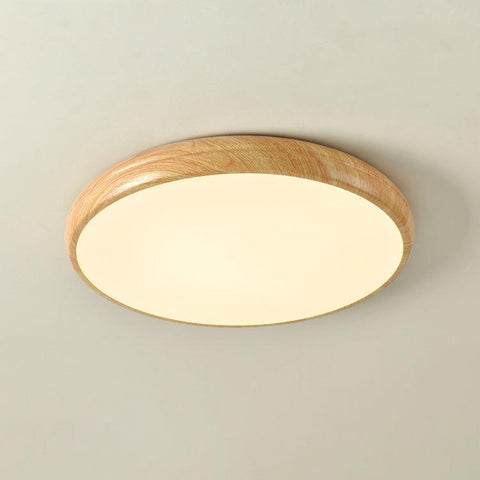 Wood-Grain LED Flush Mount Ceiling Light for Bedrooms and Dining Rooms