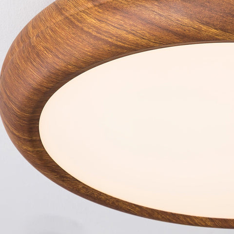 Wood-Grain LED Flush Mount Ceiling Light for Bedrooms and Dining Rooms