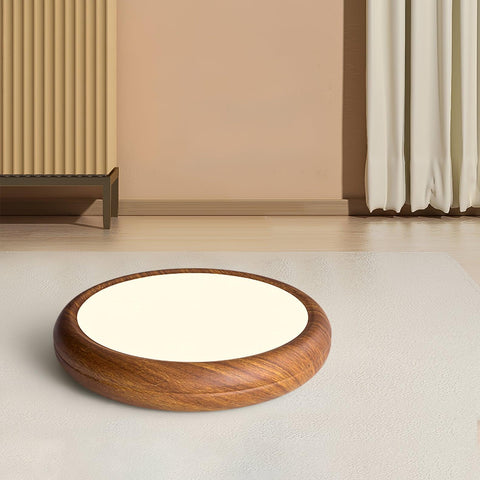 Wood-Grain LED Flush Mount Ceiling Light for Bedrooms and Dining Rooms