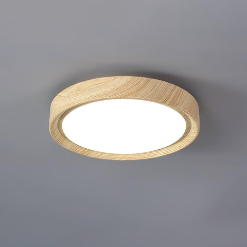 Wood-Grain LED Flush Mount Ceiling Light for Bedrooms and Dining Rooms