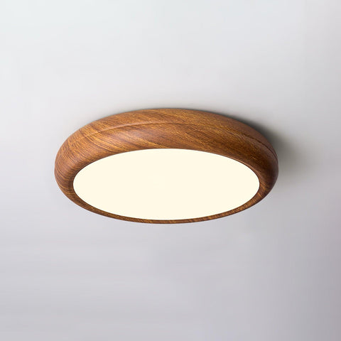Wood-Grain LED Flush Mount Ceiling Light for Bedrooms and Dining Rooms
