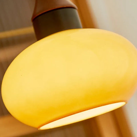 Glass Dome Pendant Light with Wood Accent