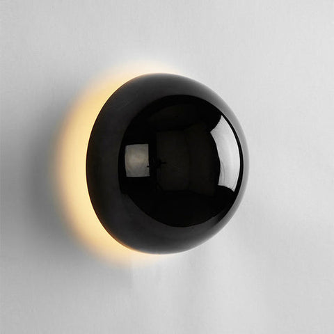 Round Glass and Iron LED Wall Lamp with Modern Design and Two Size Options