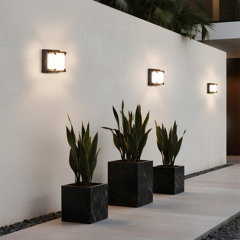 Square Black Waterproof LED Outdoor Wall Light for Garden
