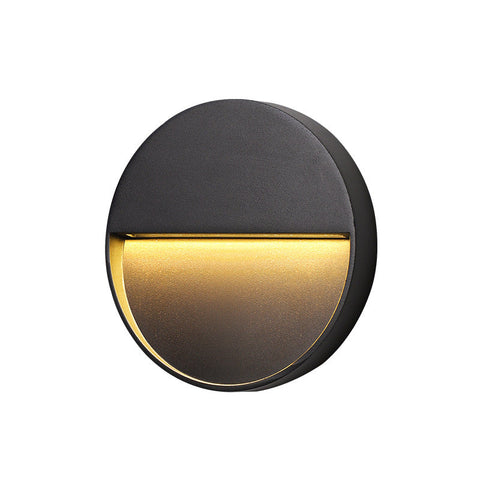 Round Aluminium LED Wall Light with Recessed Glow for Outdoor Steps and Pathways
