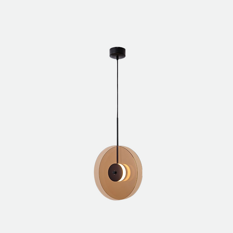 LED Pendant Light with Layered Glass Discs and Warm Ambient Lighting