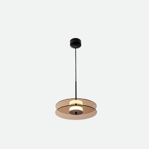 LED Pendant Light with Layered Glass Discs and Warm Ambient Lighting