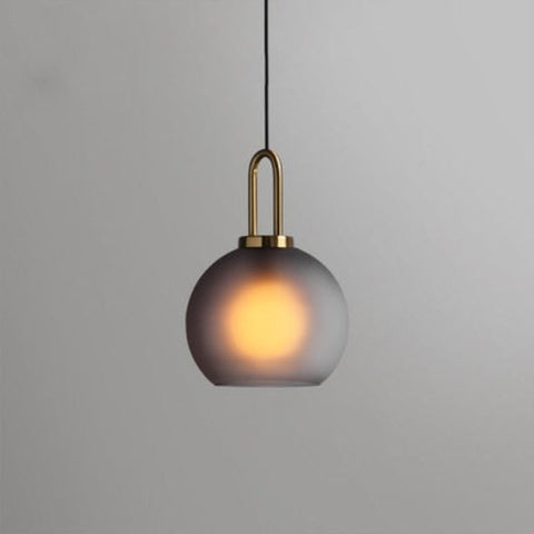Pendant Light with Sculptural Glass Shade and Plated Metal Details