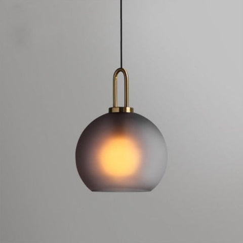 Pendant Light with Sculptural Glass Shade and Plated Metal Details