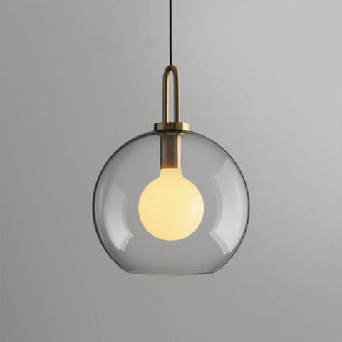 Pendant Light with Sculptural Glass Shade and Plated Metal Details