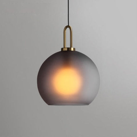 Pendant Light with Sculptural Glass Shade and Plated Metal Details