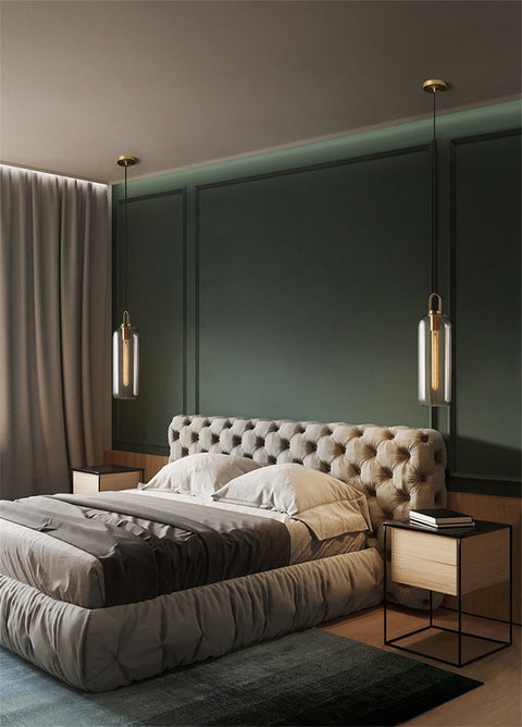 Pendant Light with Sculptural Glass Shade and Plated Metal Details