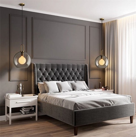 Pendant Light with Sculptural Glass Shade and Plated Metal Details