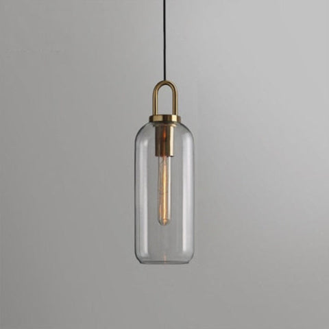 Pendant Light with Sculptural Glass Shade and Plated Metal Details