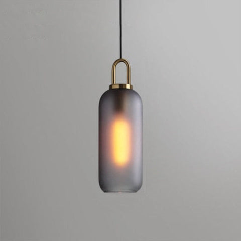 Pendant Light with Sculptural Glass Shade and Plated Metal Details
