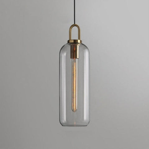 Pendant Light with Sculptural Glass Shade and Plated Metal Details