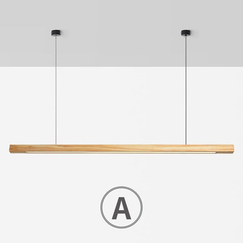 Linear Wood-Look LED Pendant Light for Kitchen Islands and Dining Tables