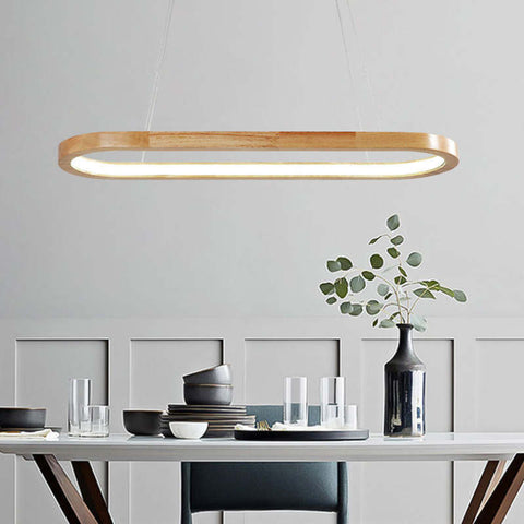 Oval Wood LED Pendant Light for Kitchen Islands and Dining Rooms