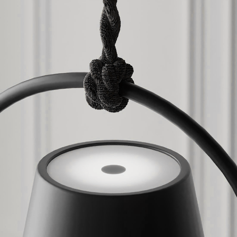Rechargeable LED Pendant Lamp with Circular Frame, Touch Dimming and Warm Light