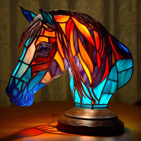 Stained Glass Mosaic Animal Accent Lamp with Sculptural Design