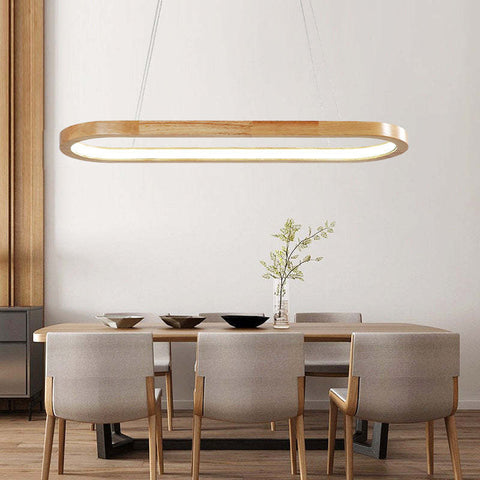 Oval Wood LED Pendant Light for Kitchen Islands and Dining Rooms