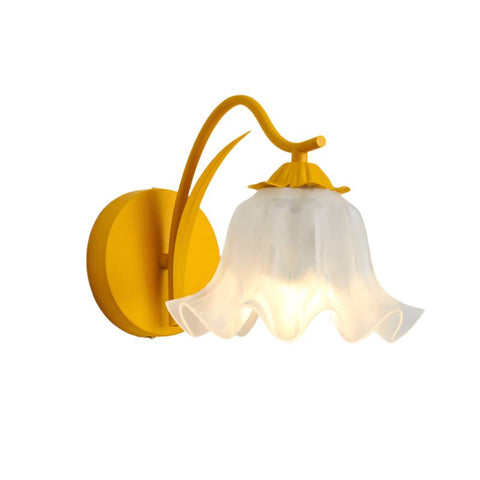 Wall Light with Flower Form and Fluted Acrylic Shade