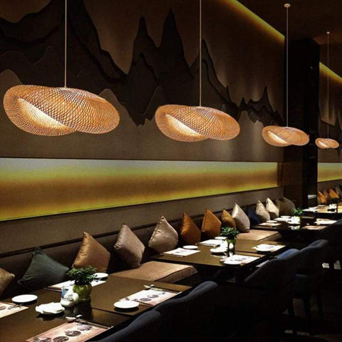 Handwoven Bamboo Pendant Light for Dining Rooms and Modern Living Spaces