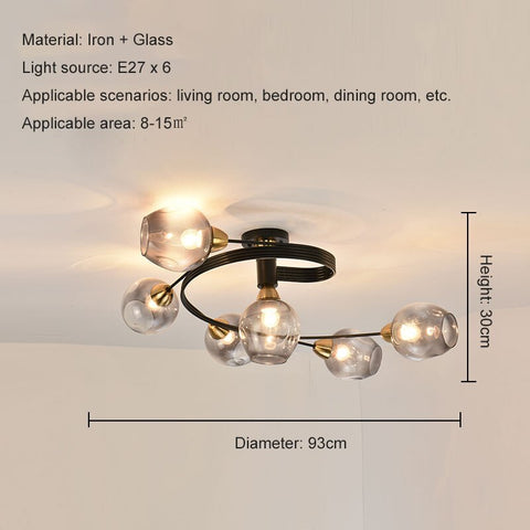 Glass Globe LED Flush Mount Ceiling Light for Dining Room Lighting