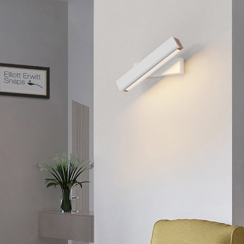 Rotating Wood and Metal LED Wall Sconce for Bedroom Reading Light