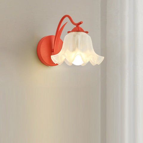 Wall Light with Flower Form and Fluted Acrylic Shade