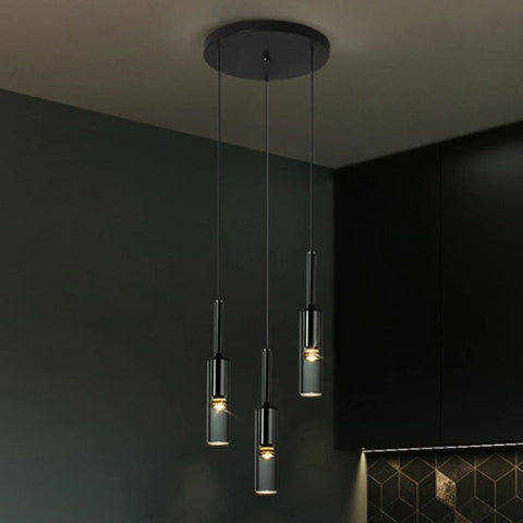Smoked Glass Bottle Pendant Light for Kitchen Islands and Bedside Use
