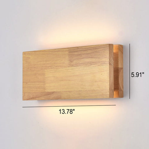 Rubberwood LED Wall Light with Acrylic Diffuser and Geometric Form