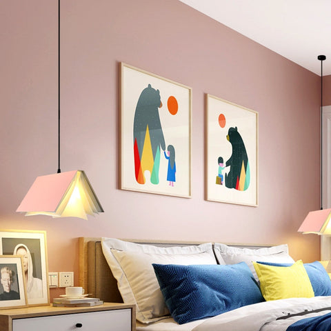 Pendant Light with Folded Book-Shaped Shade