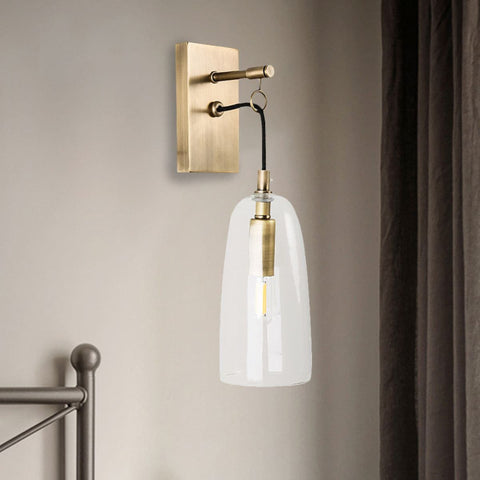 Wall Light with Copper Finish and Suspended Glass Shade