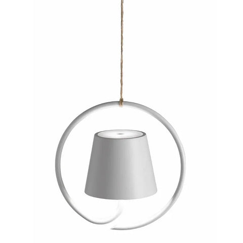 Rechargeable LED Pendant Lamp with Circular Frame, Touch Dimming and Warm Light