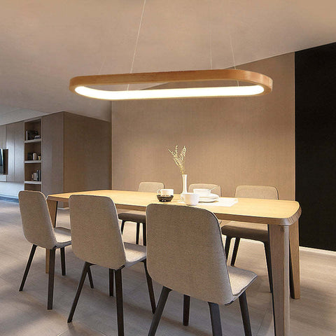 Oval Wood LED Pendant Light for Kitchen Islands and Dining Rooms