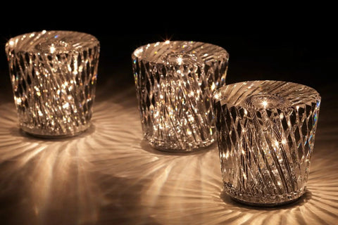 Rechargeable Faceted Acrylic Table Lamp with Diamond Pattern