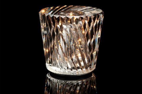 Rechargeable Faceted Acrylic Table Lamp with Diamond Pattern