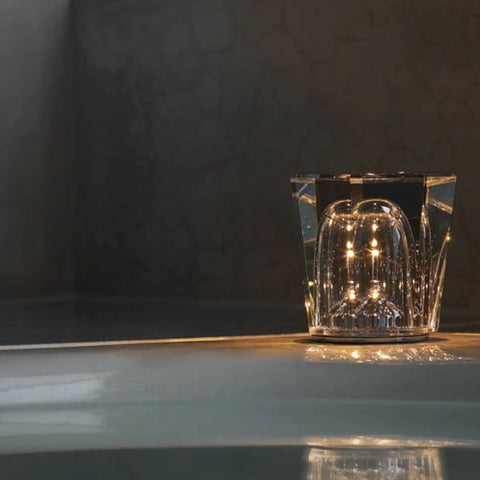 Rechargeable Faceted Acrylic Table Lamp with Diamond Pattern