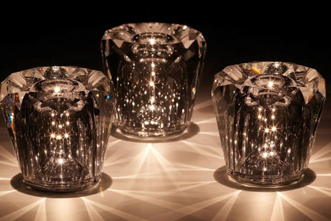 Rechargeable Faceted Acrylic Table Lamp with Diamond Pattern