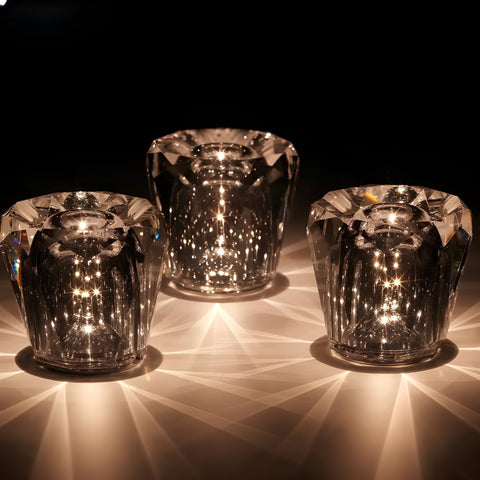 Rechargeable Faceted Acrylic Table Lamp with Diamond Pattern
