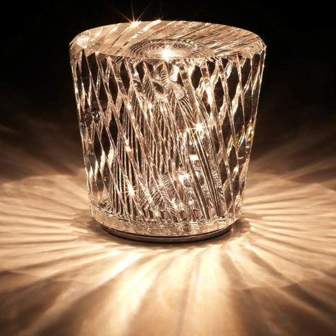 Rechargeable Faceted Acrylic Table Lamp with Diamond Pattern