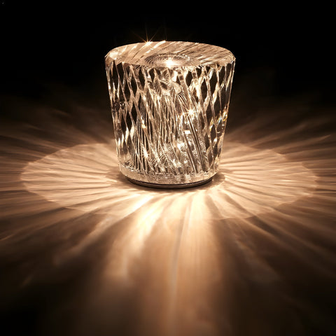 Rechargeable Faceted Acrylic Table Lamp with Diamond Pattern