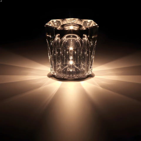 Rechargeable Faceted Acrylic Table Lamp with Diamond Pattern