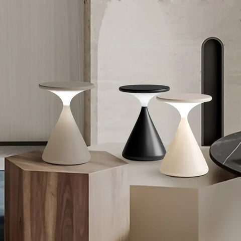 Cordless Dimmable LED Table Lamp with Modern Hourglass Design for Ambient Lighting