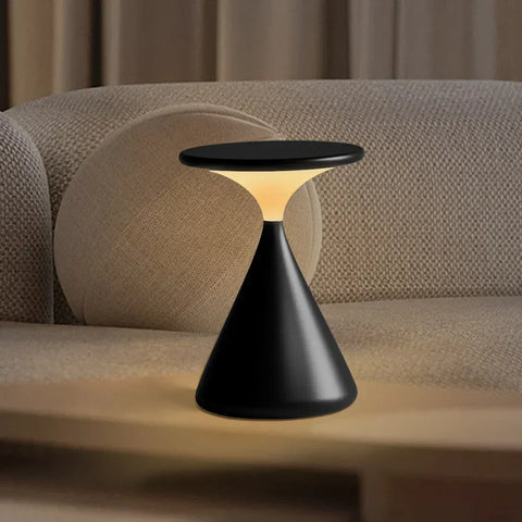Cordless Dimmable LED Table Lamp with Modern Hourglass Design for Ambient Lighting