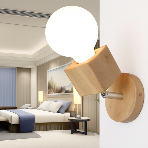 Adjustable Wooden Wall Sconce for Bedside and Living Room Lighting