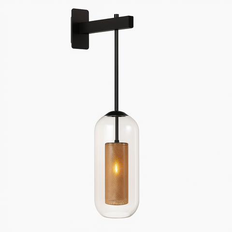 Industrial Glass Wall Sconce for Hallway and Bedside Lighting for Home