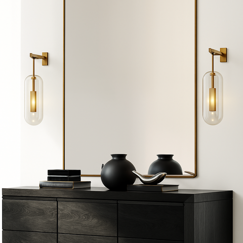 Industrial Glass Wall Sconce for Hallway and Bedside Lighting for Home