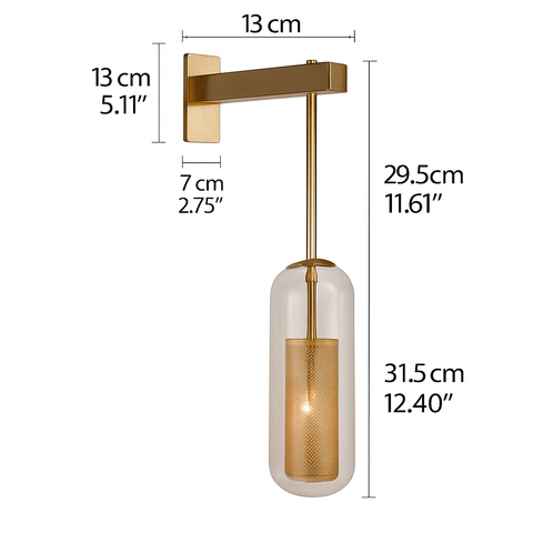 Industrial Glass Wall Sconce for Hallway and Bedside Lighting for Home